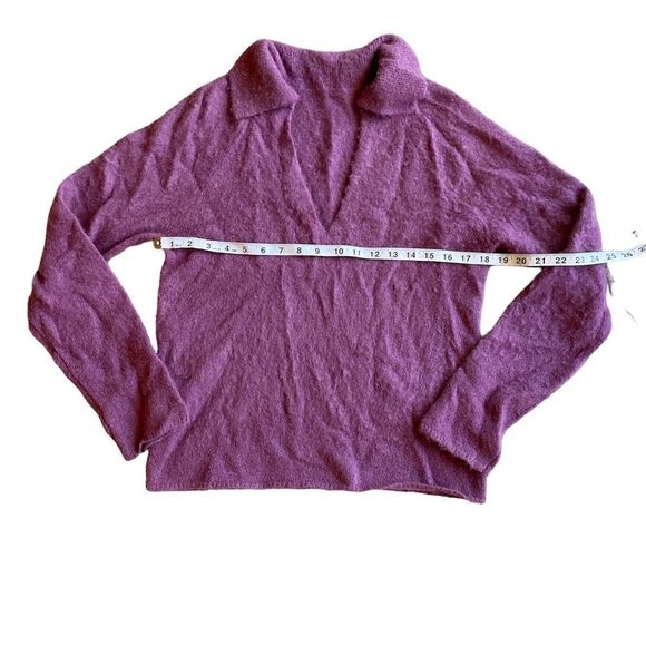 Brushed V-Neck Polo Alpaca & Wool-Blend Sweater Size L NWOT - Picture 7 of 10